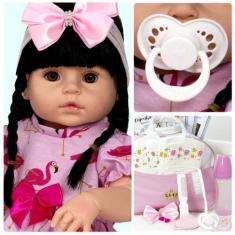 Boneca Reborn Menina Realista Silicone Laura 20 Acessórios - Cegonha R
