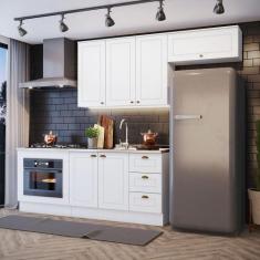 Cozinha Compacta 4 Peças C/ Aéreo Geladeira Branco - CASA 812