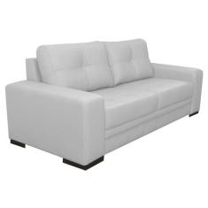 Sofá 3 Lugares Sala de Estar Milano 210cm Couro Branco - Gran Belo