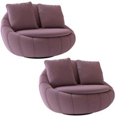 Kit 2 Poltronas Decorativas Giratória Sala de Estar Afrodite Veludo Ro