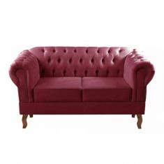Sofá Dom Pedro 2 Lugares Chesterfield Namoradeira Captonê Bordo