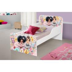 Mini Cama Infantil MDF com adesivo de personagens para Meninas - Casa 