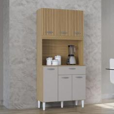 Cozinha Compacta 6 Portas 1 Gaveta Cassia Poquema, Damasco/Off White