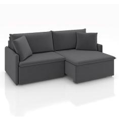 Sofá 3 Lugares Retrátil e Reclinável Stilo Veludo Grafite 214 cm - Mod