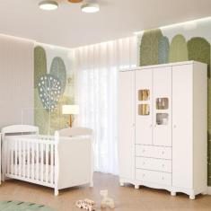 Quarto de Bebê Completo Berço Americano Marquesa 3 Em 1 Guarda Roupa U