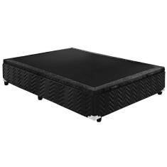 Cama Box Baú Queen: Colchão Ortopédico Polar D28 / Ep Orthoface + Base Crc Suede Black(158X198)