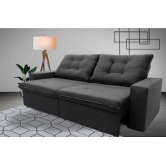 Sofá Retrátil Reclinável Malta 2.00m Suede Velut Cinza Molas no Assento - King House