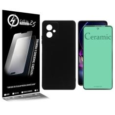 Capa case Silicone Premium aveludada + Películaula Ceramica  Para Moto