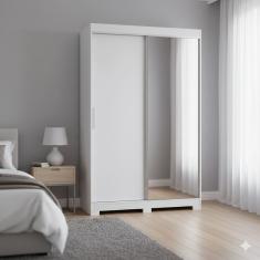 Guarda-Roupa Solteiro Bartira América 2 Portas de Correr com Espelho 2 Gavetas Internas MDP - 136,2cm de Largura