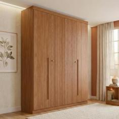 Guarda Roupa Solteiro Ripado 4 Portas e 2 Gavetas Antony - Santos Andi