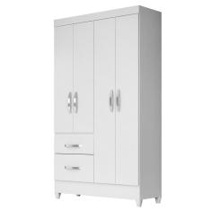 Guarda Roupa Solteiro Madri 4 Portas Bater 2 Gavetas MDP Branco-Rosa-Azul-Lilás Moval