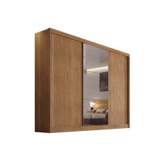 Guarda Roupa Solteiro Toulon-Sonetto Plus 3 Portas de Correr 4 Gavetas MDF Cumaru Móveis Novo Horizonte