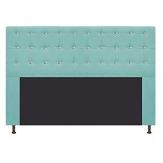 Cabeceira Estofada Dama 160 cm Queen Size Com Strass Suede Azul Tiffany - ADJ Decor