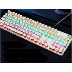 Teclado mecânico PC retro, teclado luminoso punk de 104 teclas, com fio USB, 36 efeitos de iluminação, teclado mecânico rotativo para desktop, computador, PC Yongqin