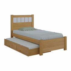 Cama Solteiro Com Cama Auxiliar Primícia Plus D`Doro Móveis Cinamomo/Off White