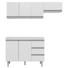 Cozinha Compacta 03 Peças Com Balcão Gabinete 120cm Branco