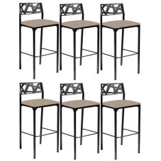 Kit 6 banquetas Eliza Gourmet suede bege-Gat Magazine