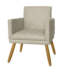Poltrona Decorativa Pés Palito Nina Estilo Matelassê Bege - DS Estofad