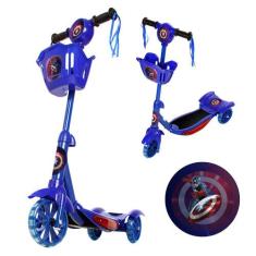 Patinete Capitão América Para Crianças Scooter 3 Rodas - Zein