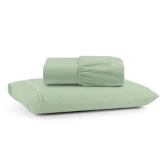 Jogo Cama Lençol Bali Solteiro Percal 180 Fios 100% Algodão Ponto Palito 2 Peças - Verde