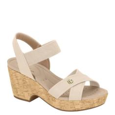 Sandália Feminino Salto Alto Anabela Conforto Modare 7137117, Creme na