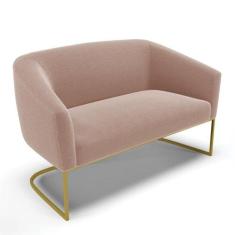 Namoradeira E 2 Poltronas Industrial Dourado Stella Bouclê Rosê D03 - 