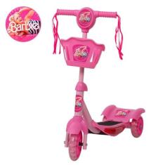 Patinete Infantil Rosa Barbie Regulável Cesta Suporta 20kg - Toys 2U