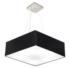 Lustre Pendente Quadrado Vivare Md-4032 Cúpula Em Tecido 15/50x50cm - Bivolt Preto 127/220v