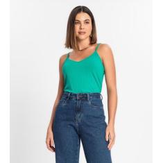 Blusa De Alça Feminina Ribana Canelada Rovitex Verde, G, Verde
