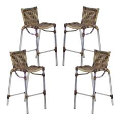 Kit 4 Banquetas Fortaleza Em Alumínio Alta Edícula Cozinha E Balcao Capuccino