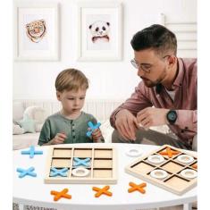 Jogo Da Velha Em Madeira. Tabuleiro Diversão Em Família.