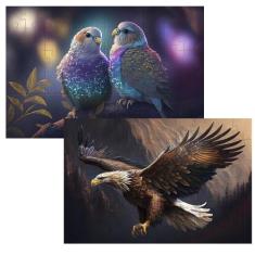 Kit 2 Quebra-Cabeças Cognitivos Belos Pássaros De 60 Peças - Coleção T