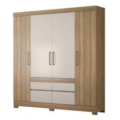 Guarda Roupa Casal Bilbao 4 Portas E 4 Gavetas Amêndola Off White - Demóbile Amêndola Off White