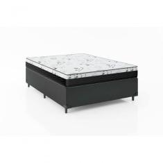 Cama Box Casal 138 Preto Com Colchão D33 One Face Bello Box 58x138x188
