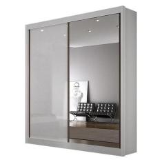 Guarda Roupa 2 Portas com Espelho São Paulo Gold Branco  Leifer Móveis