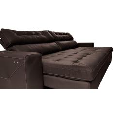 Sofá de Couro Legítimo Retrátil Automático 2,95m Cama inBox Gran Vitaly. SoftGel D40