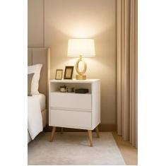 Mesa de Cabeceira Lotus 2 gavetas Branco - Comprar Moveis em Casa - Co