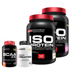 KIT 2x Whey Protein Iso Protein 900g + BCAA 100g + Creatina 100g - Bodybuilders-Unissex