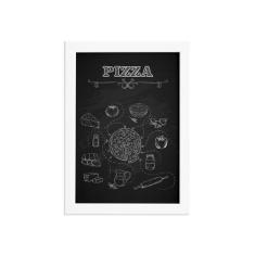 Quadro Cozinha Ingredientes Pizza Moldura Branca 22x32cm - Quartinhos