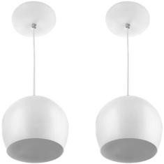 Kit 2 Lustres Pendente Bola Media De Alumínio 23cm Soquete E-27 Branco