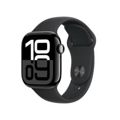 Apple Watch Series 10 GPS • Caixa preta brilhante de alumínio – 42 mm • Pulseira esportiva preta – P/M