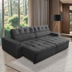 Sofá Retrátil e Reclinável 3 Lugares com Molas 2,50m Dani Suede Cinza 