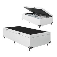 Cama Box Baú Solteiro Suede Branco 42x88x188