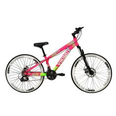 Bicicleta Aro 26 Vikingx Tuff 21v Alumínio Freeride DH Aro Vmaxx Branco Câmbios Shimano Freio Disco-Unissex