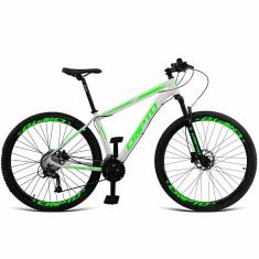 Bicicleta Aro 29 Cripto 24v Acera Freio Hidraulico Trava-k7 - Branco-verde - 19&quot;
