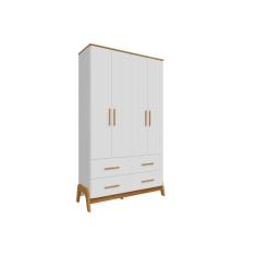 Guarda Roupa Infantil Guti c/ 4 Portas e 4 Gavetas Branco/Amendoa - Peroba