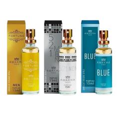 Kit 3 Perfume Masculino Amakha Paris Fortune 521 Men Blue