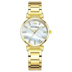 Relógio Strass MINIFOCUS MF 0227 À Prova D' Água Moda Elegante (Dourado)