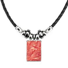 DIYthinker Colar de textura de carne crua com pingente de corda de couro de torque