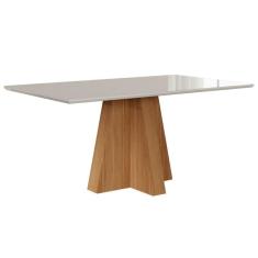 Mesa P- Cozinha Patricia C- Tampo Madeirado C- Vidro 160x80cm Nature-off White - Cimol